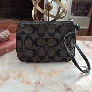 Black Monogram Canvas Coach Wristlet